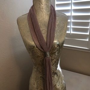 NWOT. Pink with grey tie dress scarf. Never worn